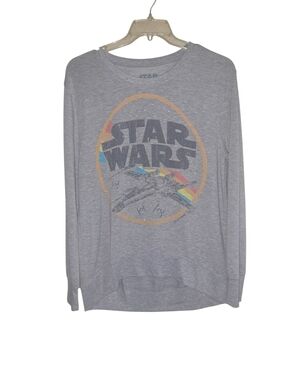 Star Wars Women's Long Sleeve Tee - Gray with Multicolor Logo